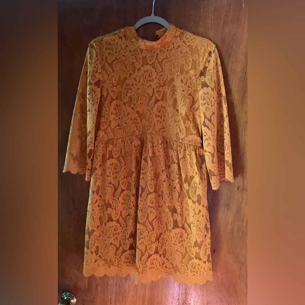Taylor and Sage Mustard Color Lace Mini Dress